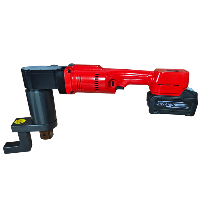 BTWA angled battery torque wrench with right-angle gearbox and reaction arm